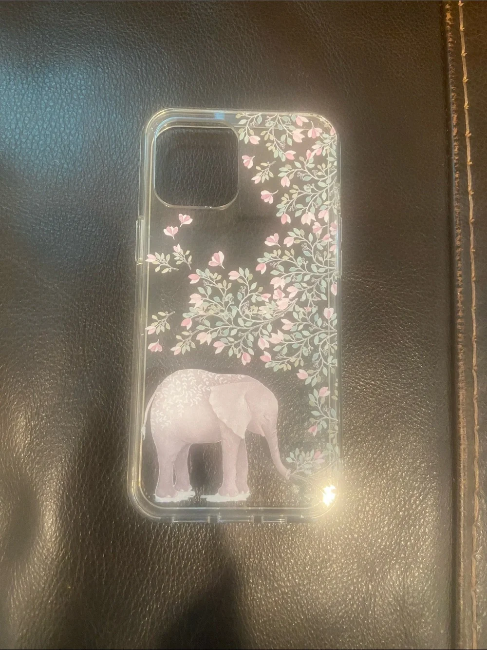 Floral Elephant Clear Phone Case in Pink - Unbranded
